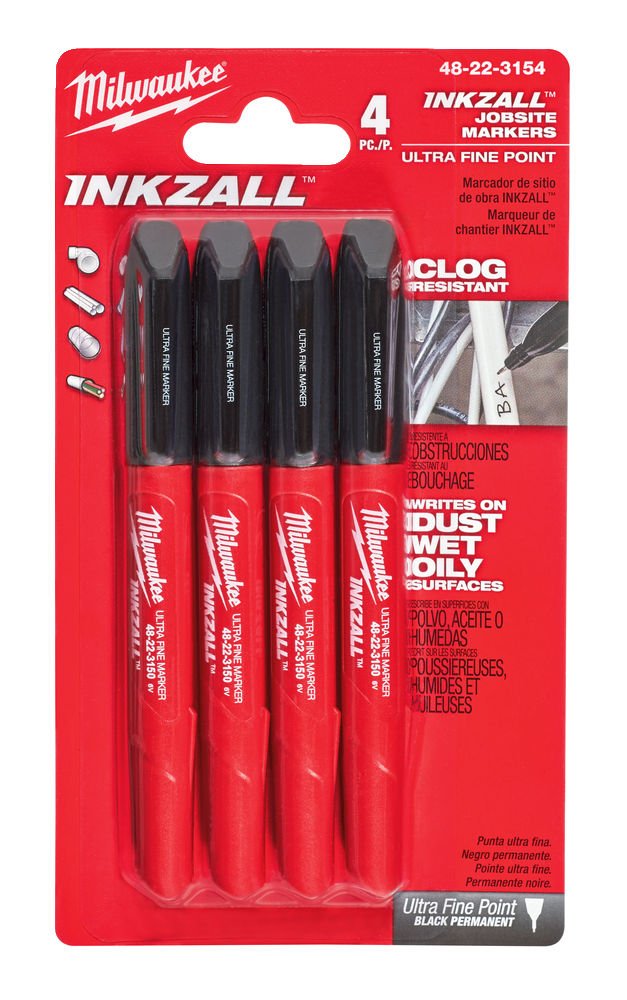 Milwaukee 48223154 Marker 0.6mm Black (Pack 4)