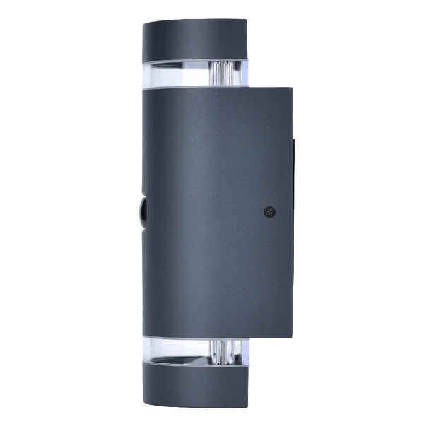 Lutec FOCUS Up & Down Wall Light with PIR Dark Grey Die Cast Aluminium IP44
