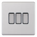Selectric 5MPLUS-103 Satin Chrome Grey Inserts 3G 10A Light Switch