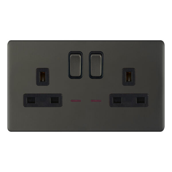 Selectric 5MPLUS-12-24 Dark Bronze 2G 13A Socket With Led Neons
