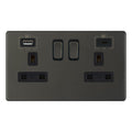 Selectric 5MPLUS-12-63 Dark Bronze 2G 13A Socket With 2 x USB Ports