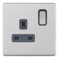 Selectric 5MPLUS-121 Satin Chrome Grey Insert 1G 13A Socket