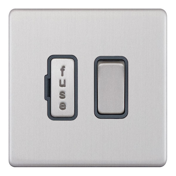 Selectric 5MPLUS-128 Satin Chrome Grey Inserts 13A Fused Connection Unit Switched