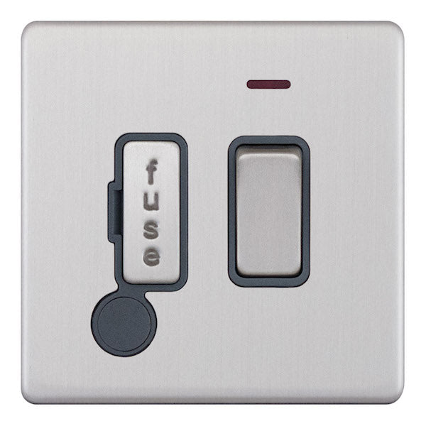 Selectric 5MPLUS-130 Satin Chrome Grey Inserts Fused Connection Unit With Neon & Flex Outlet