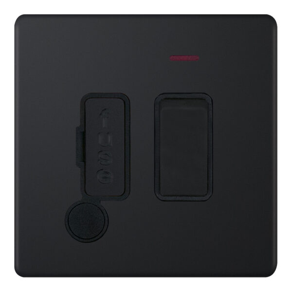 Selectric 5MPLUS-830 Matt Black 13A Fused Connection Unit With LED Neon & Flex Outlet