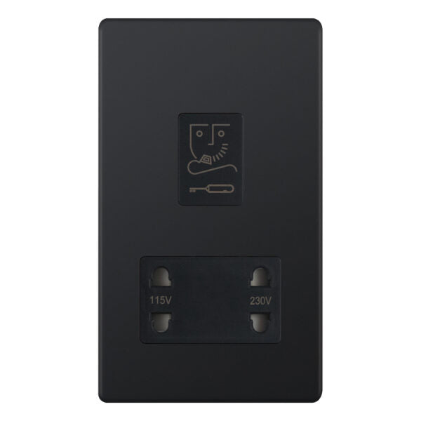 Selectric 5MPLUS-832 Matt Black Dual Voltage Shaver Socket 115V & 230V