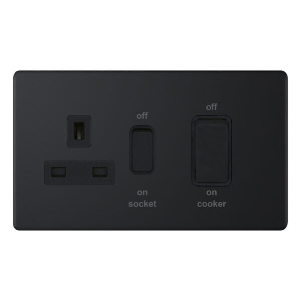 Selectric 5MPLUS-849 Matt Black 45A Cooker Unit With 13A Switched Socket