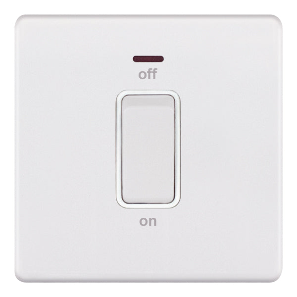 Selectric 5MPLUS-917 Matt White White Inserts 1G 45A Cooker Switch With LED Neon
