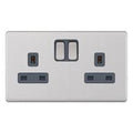 Selectric 5M-PLUS - 13A Socket Outlets 2G Switched SP - Satin Chrome Grey Inserts