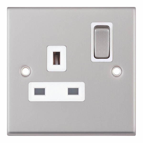 Selectric 7MPRO-121 Satin Chrome White Insert - 1G 13A Socket DP