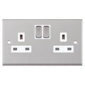 Selectric 7MPRO-151 Satin Chrome White Inserts 2G 13A Socket SP