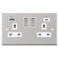 Selectric 7MPRO-163 Satin Chrome White Inserts 2G 13A Socket USB Type C + A