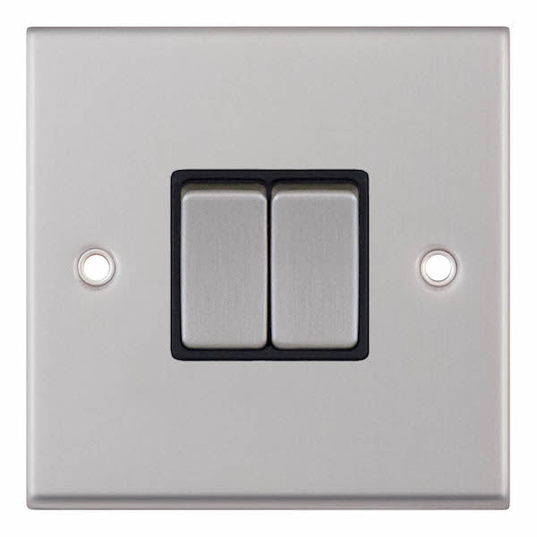 Selectric 7MPRO-202 Satin Chrome Black Inserts 2G 10A Light Switch