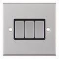 Selectric 7MPRO-203 Satin Chrome Black Inserts 3G 10A Light Switch