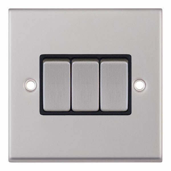 Selectric 7MPRO-203 Satin Chrome Black Inserts 3G 10A Light Switch