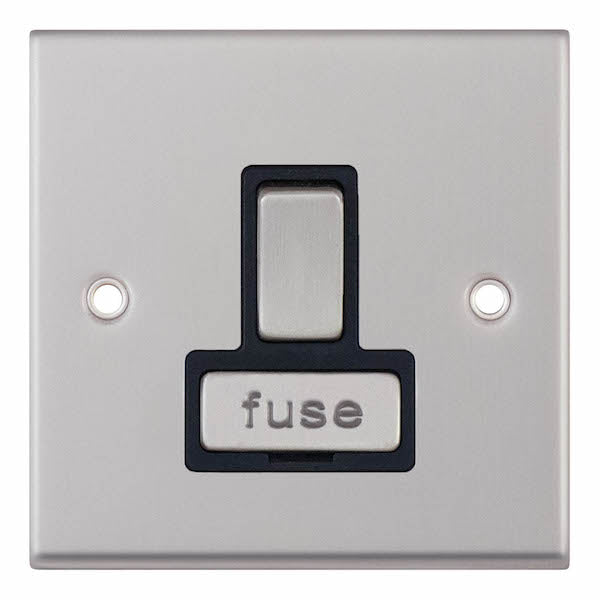 Selectric 7MPRO-228 Satin Chrome Black Inserts 13A Fused Connection Unit DP Switched