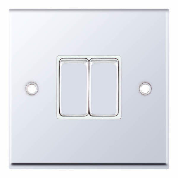 Selectric 7MPRO-302 Polished Chrome White Insert 2G 10A Light Switch