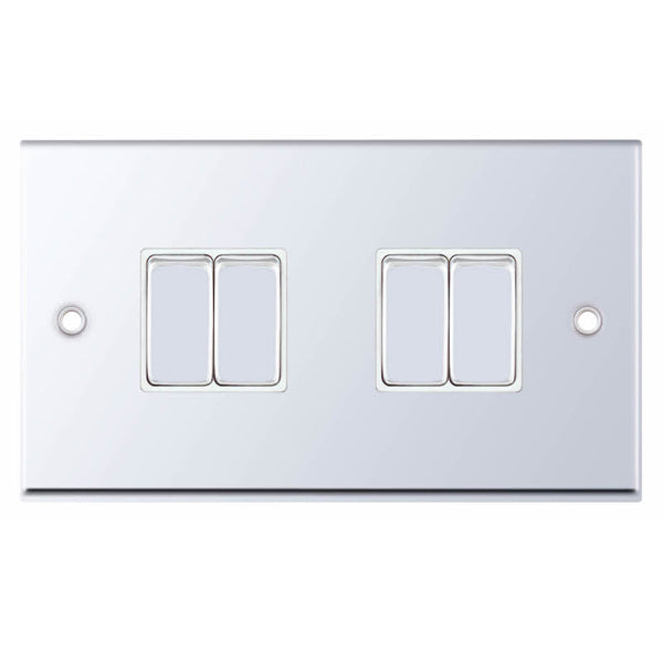 Selectric 7MPRO-304 Polished Chrome White Insert 4G 10A Light Switch