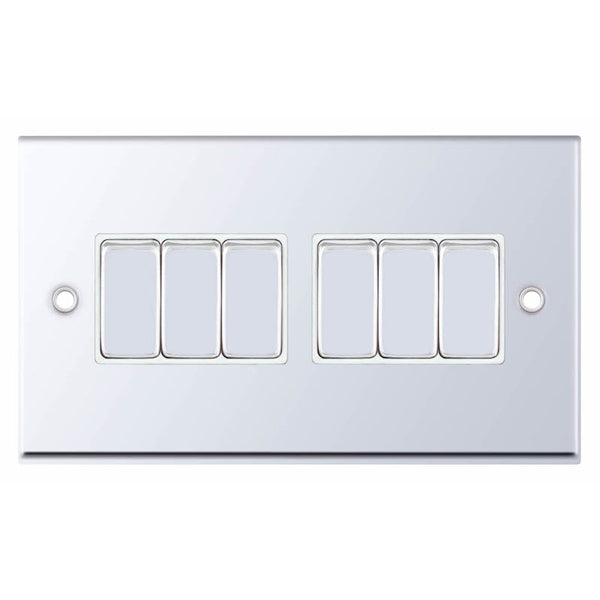Selectric 7MPRO-305 Polished Chrome White Inserts 6G Light Switch