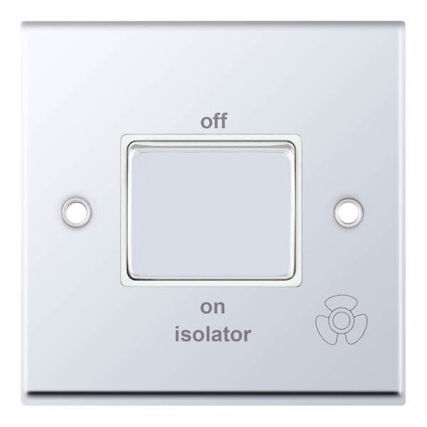 Selectric 7MPRO-308 Polished Chrome White Insert 10A 3 Pole Fan Isolator Switch