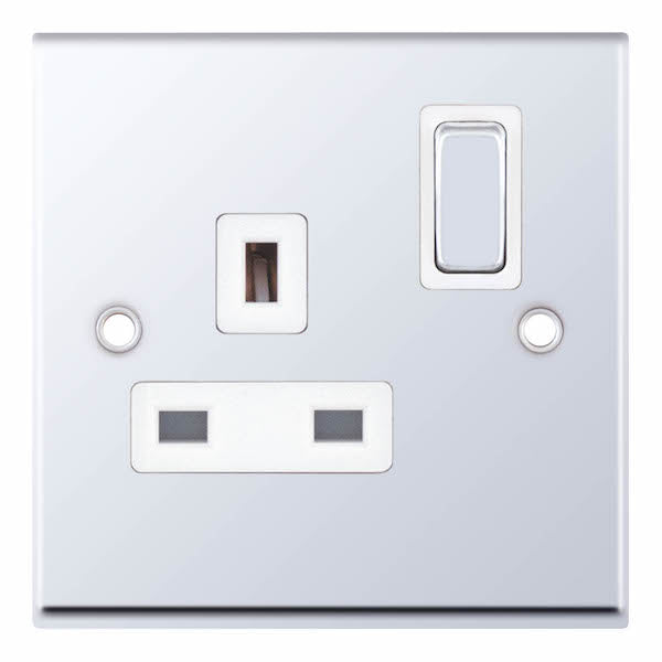 Selectric 7MPRO-321 Polished Chrome White Insert 1G 13A Socket