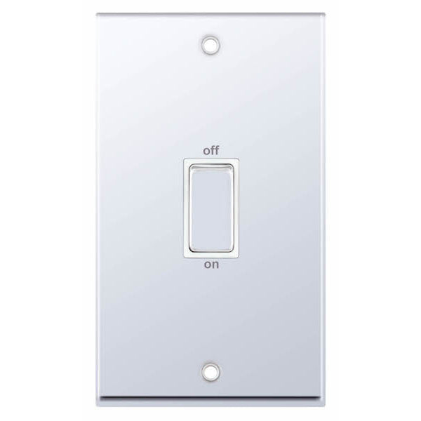Selectric 7MPRO-348 Polished Chrome White Insert 2G 45A DP Cooker Switch