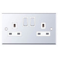 Selectric 7MPRO-351 Polished Chrome White Insert 2G 13A Socket