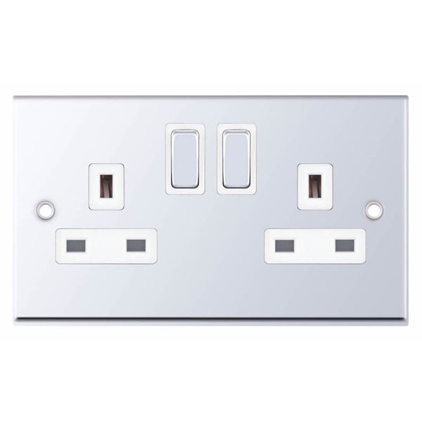 Selectric 7MPRO-351 Polished Chrome White Insert 2G 13A Socket