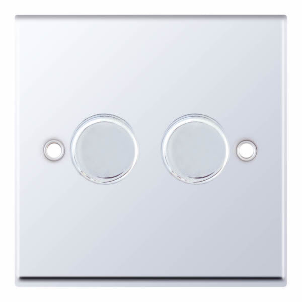 Selectric 7MPRO-365 Polished Chrome White Inserts 2G Dimmer Switch 5/100W