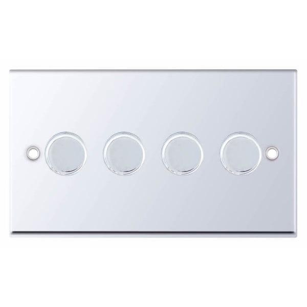 Selectric 7MPRO-367 Polished Chrome White Inserts 4G Dimmer Switch 5/100W