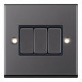 Selectric 7MPRO-403 Black Nickel Black Inserts 3G 10A Light Switch