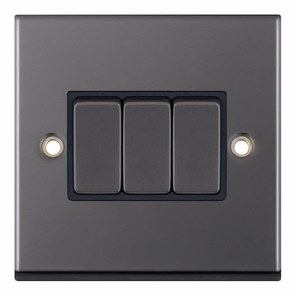Selectric 7MPRO-403 Black Nickel Black Inserts 3G 10A Light Switch