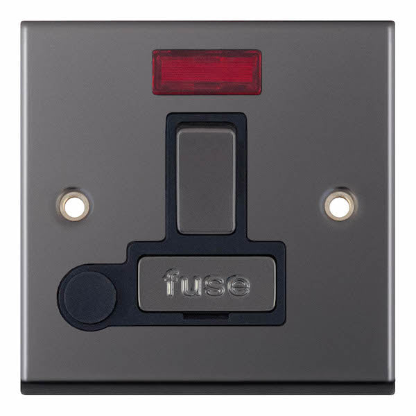 Selectric 7MPRO-430 Black Nickel Black Insert 13A Fused Connection Unit With Neon & Flex Outlet