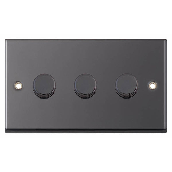 Selectric 7MPRO-466 Black Nickel Black Insert 3G Dimmer Switch 5/100W