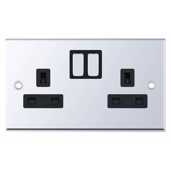 Selectric 7MPRO-551 Polished Chrome Black Insert 2G 13A Socket