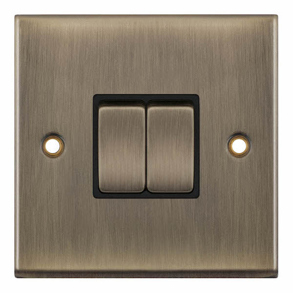 Selectric 7MPRO-602 Antique Brass Black Insert 2G 10A Light Switch