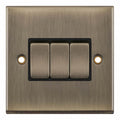 Selectric 7MPRO-603 Antique Brass Black Insert 3G 10A Light Switch