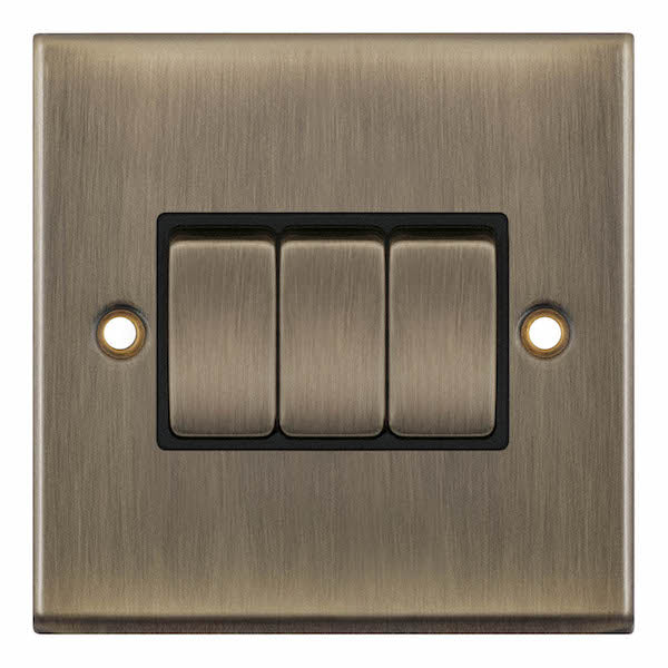 Selectric 7MPRO-603 Antique Brass Black Insert 3G 10A Light Switch