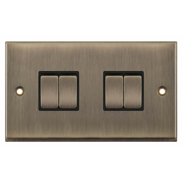 Selectric 7MPRO-604 Antique Brass Black Insert 4G 10A Light Switch