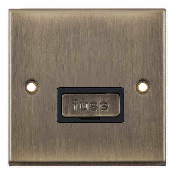 Selectric 7MPRO-627 Antique Brass Black Inserts 1G 13A Fused Connection Unit