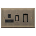 Selectric 7MPRO-649 Antique Brass Black Insert 2G 45A Cooker Unit With Switched Socket