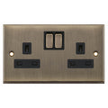 Selectric 7MPRO-651 Antique Brass Black Inserts 2G 13A Socket