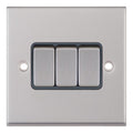 Selectric 7MPRO-703 Satin Chrome Grey Insert 3G 10A Light Switch
