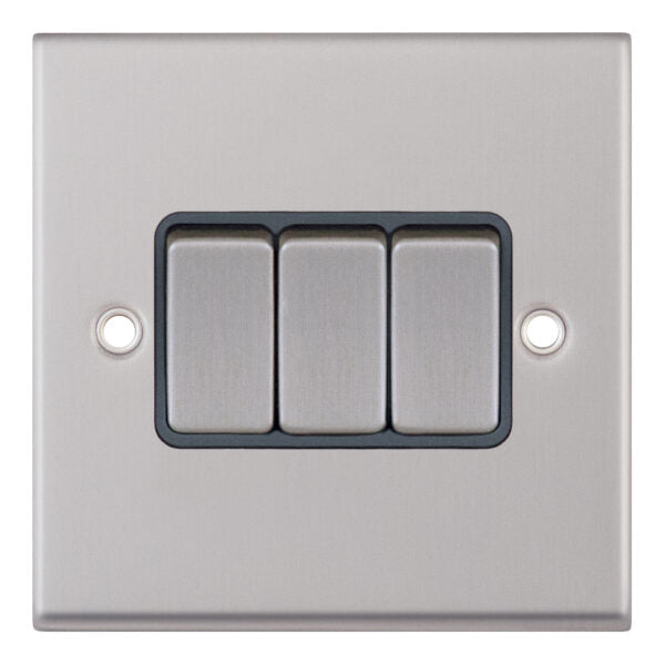 Selectric 7MPRO-703 Satin Chrome Grey Insert 3G 10A Light Switch
