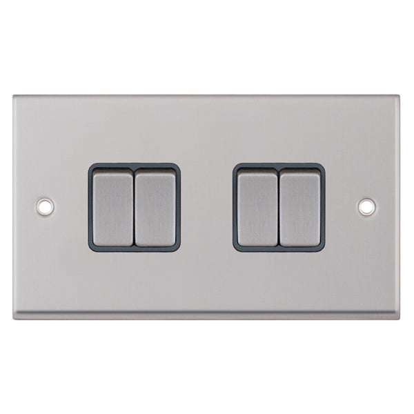 Selectric 7MPRO-704 Satin Chrome Grey Inserts 10A 4G Light Switch