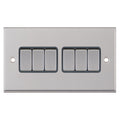 Selectric 7MPRO-705 Satin Chrome Grey Inserts 6G 10A Light Switch