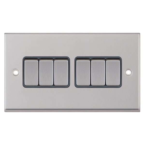 Selectric 7MPRO-705 Satin Chrome Grey Inserts 6G 10A Light Switch