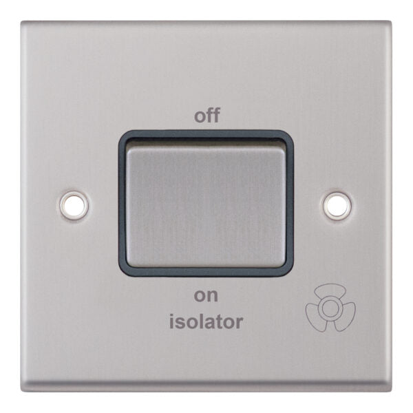 Selectric 7MPRO-708 Satin Chrome Grey Inserts 1G 10A 3 pole Fan Isolator Switch