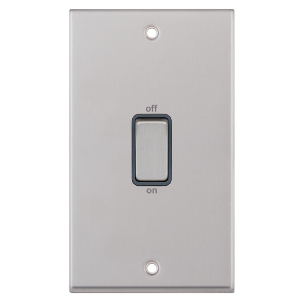 Selectric 7MPRO-748 Satin Chrome Grey Inserts 2G 45A Cooker Switch