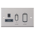 Selectric 7MPRO-749 Satin Chrome Grey Inserts 2G 13A Switched Socket